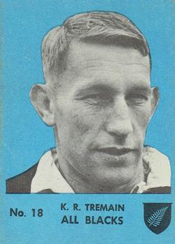 1968 Playtime Rugby Gum Famous Rugby Players - Blue #18 Kel Tremain Front